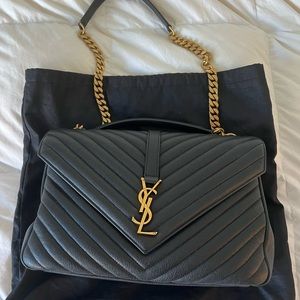 Saint Laurent College Large Quilted Shoulder Bag
